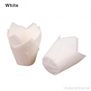 Paper Cake Cases cheerfullus 50Pcs Colorful Tulip Muffin Wraps Cases Cupcake Baking Cup Cake Liners White - B075K9G4JP